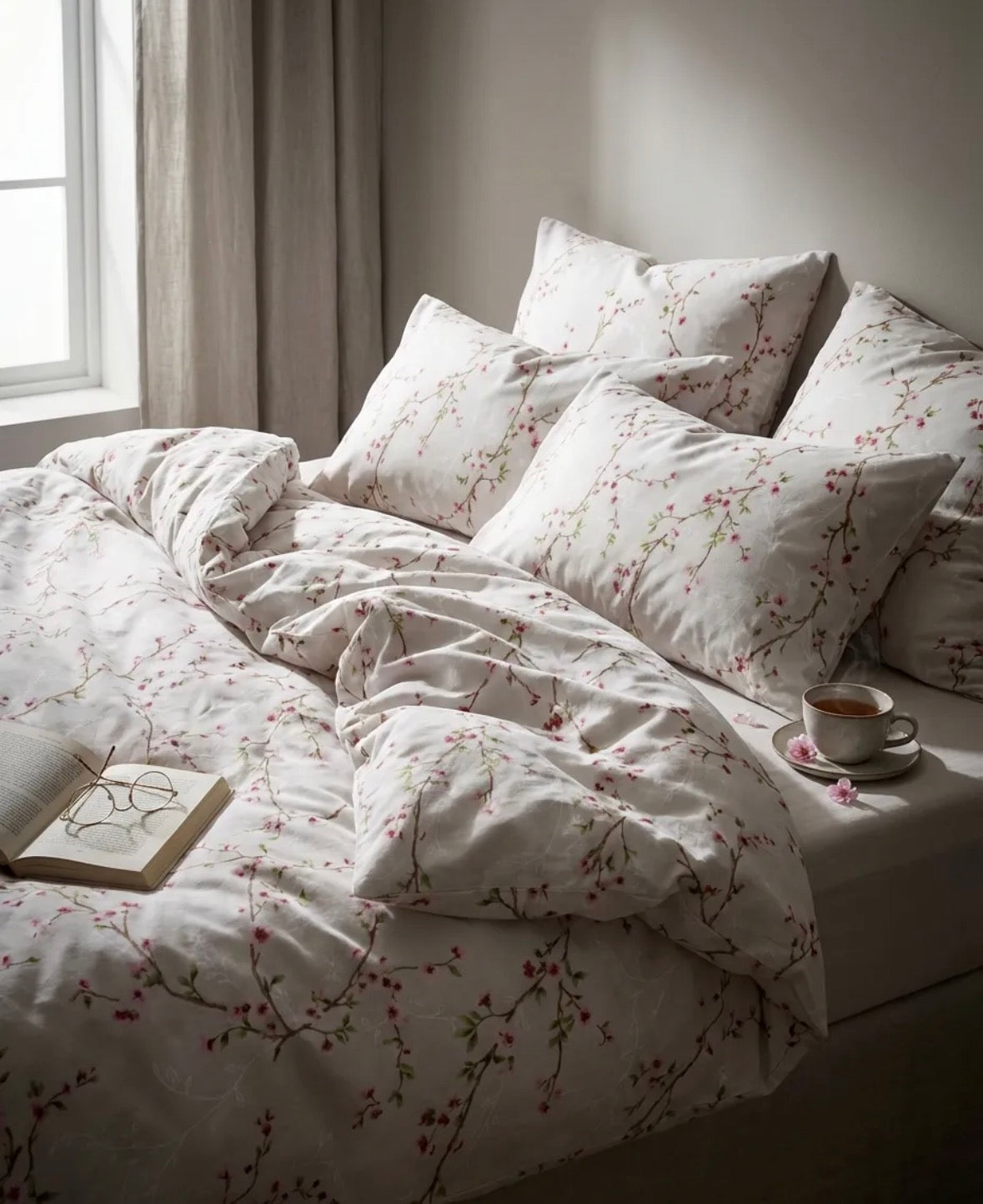 Sakura Çift Kişilik Çarşaf Seti %100 Pamuk (Sete Çarşaf Dahil Değildir)